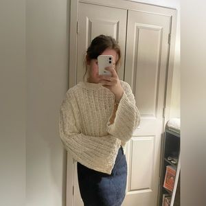 Natural Life Cropped Cream Sweater Size XS/S